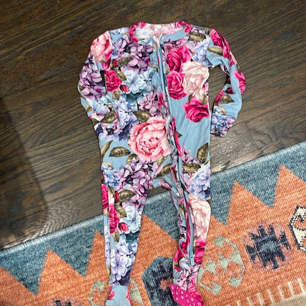 Posh peanut ruffle bottom floral pajamas